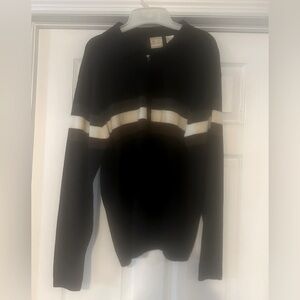 Men's Black and White Striped Sweater